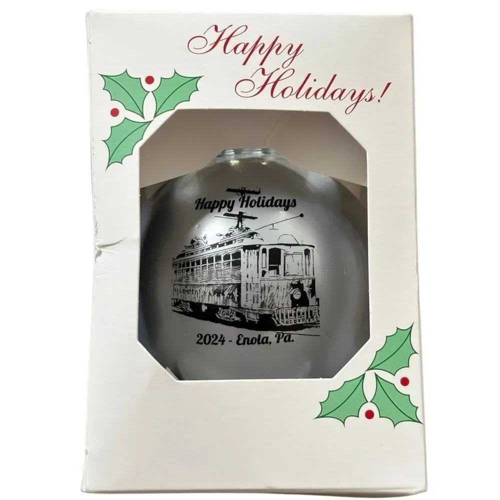 Enola Pennsylvania Happy Holidays Gray Plastic Christmas Bulb